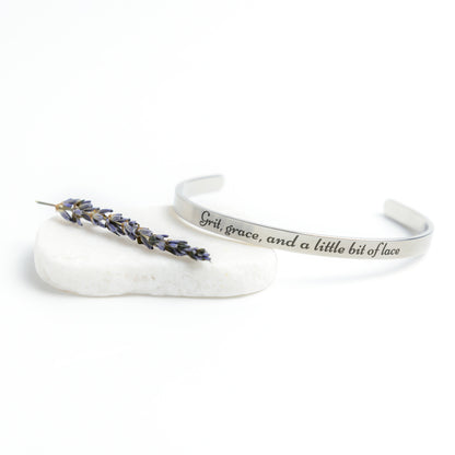 Grit, Grace, and a Little Bit Of Lace - Cuff Bracelet - FREE SHIPPING