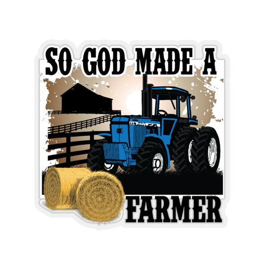 So God Made a Farmer Sticker (Blue)