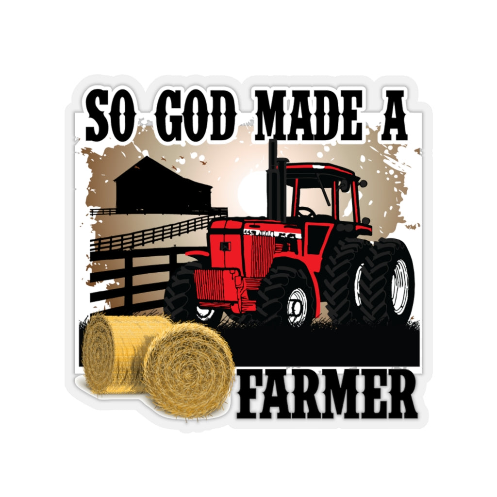 So God Made a Farmer Sticker (Red)